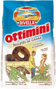 DIVELLA OTTIMINI BISCOTTI AL CACAO CON GOCCE DI CIOCCOLATO 400 GR