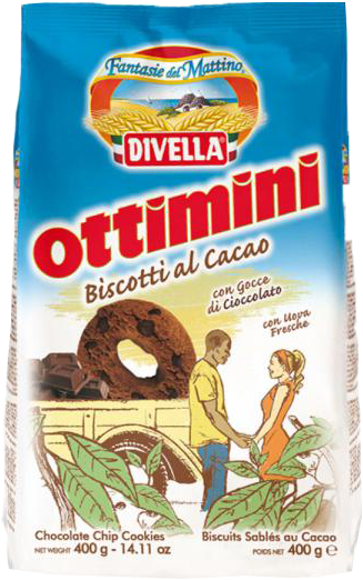 DIVELLA OTTIMINI BISCOTTI AL CACAO CON GOCCE DI CIOCCOLATO 400 GR