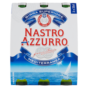 NASTRO AZZURRO VETRO BIRRA 330 ML X3