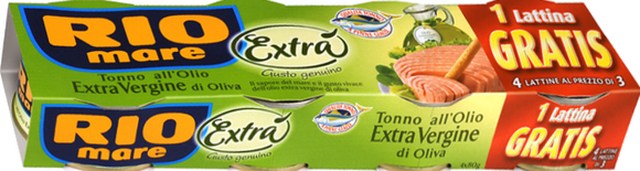 RIO MARE TONNO ALL'OLIO EXTRA VERGINE DI OLIVA 80 GR X3 +1 LATTINA GRATIS