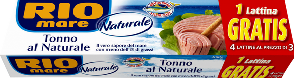 RIO MARE TONNO AL NATURALE 80 GR X3 +1 LATTINA GRATIS